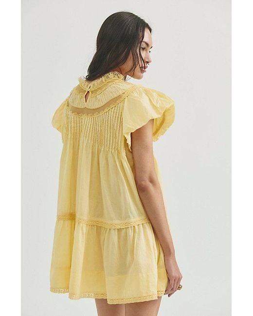 Free People Yellow Clarise Mini Dress