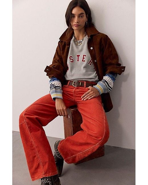Free People Multicolor Western Craft Crew Neck Pullover