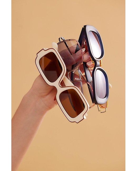 Free People Natural Shadow Side Square Sunglasses