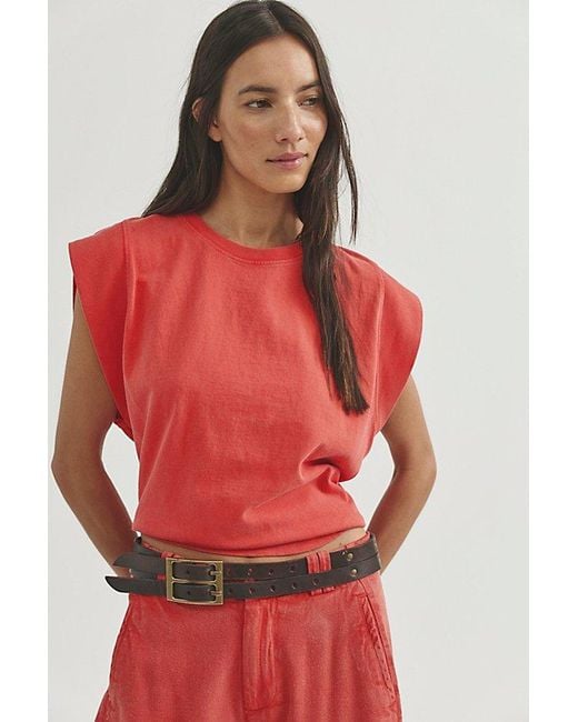 Free People Red Atlas Muscle Tee