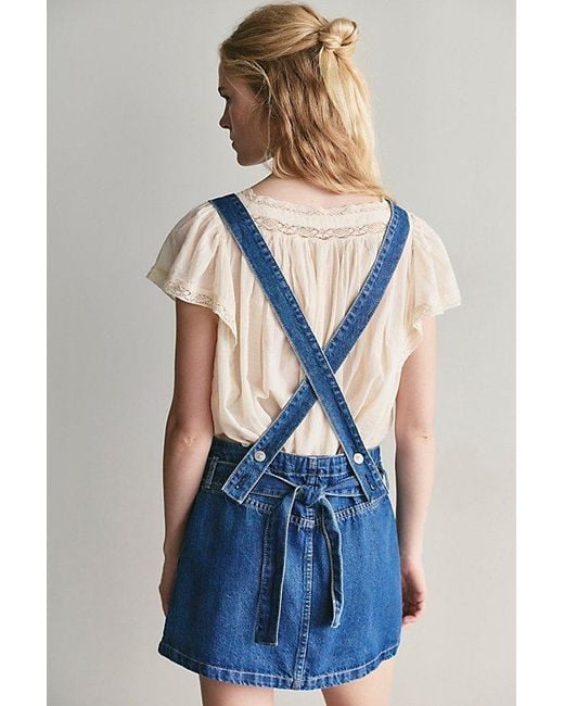 Free People Blue We The Free Beau Apron Denim Skirtall