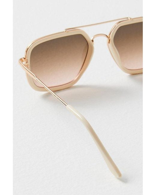 Free People Natural Luna Classic Aviator Sunglasses
