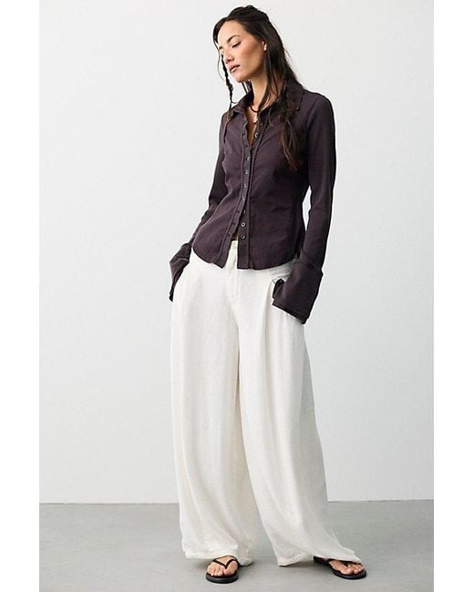 Free People Brown Happy Valley Button Down Shirt