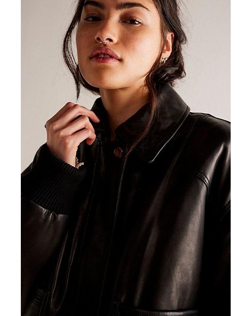 Free People Black Early Dawn Bomber Jacket