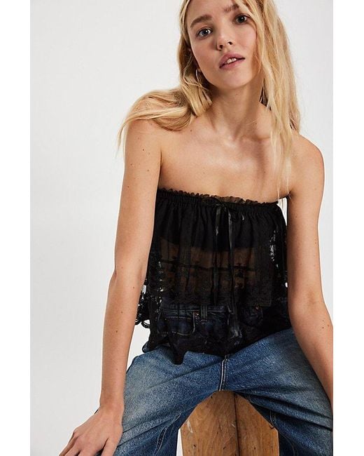 Free People Black Love You So Lace Tube Top