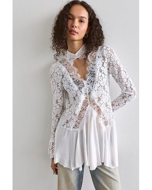 Free People White First Crush Lace Tunic