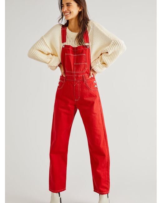 Free People Salopette En Jean Ziggy in Red