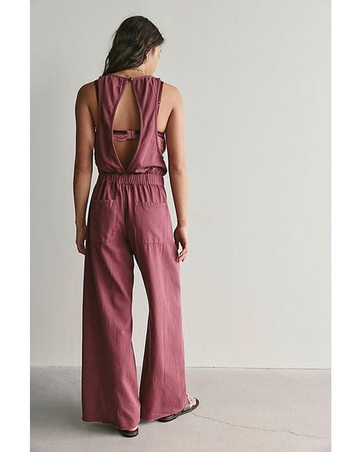 Free People Red Margo Jumpsuit