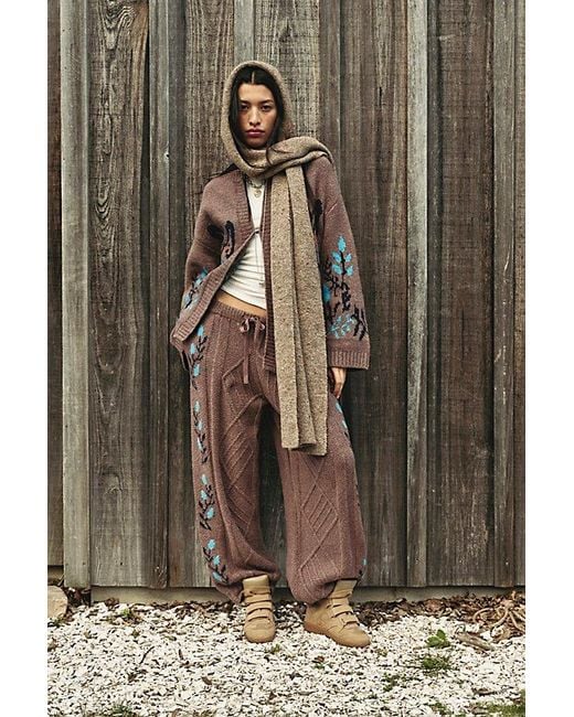 Free People Brown Greer Knit Pant Set