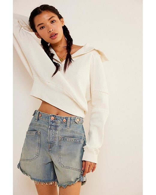 Free People Blue Palmer Shorts At Free People In West Coast, Size: 25