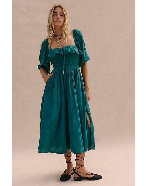 knee length dresses for ladies Oasis Printed Midi Dress ~ Free People – Arizonia Rose