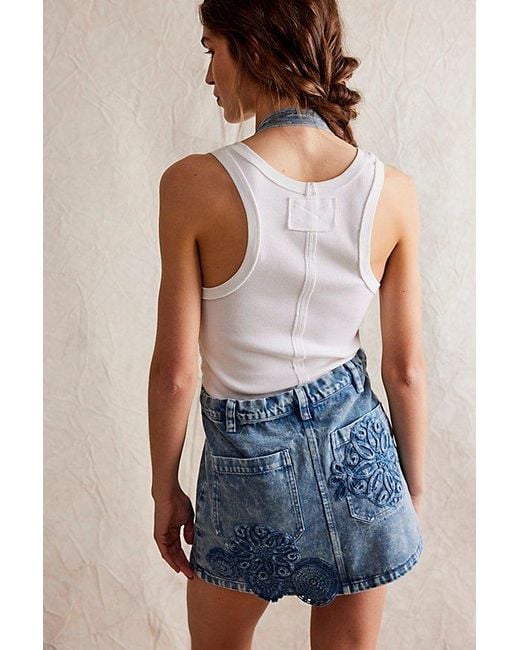 Free People Blue All Daisy Skirtall