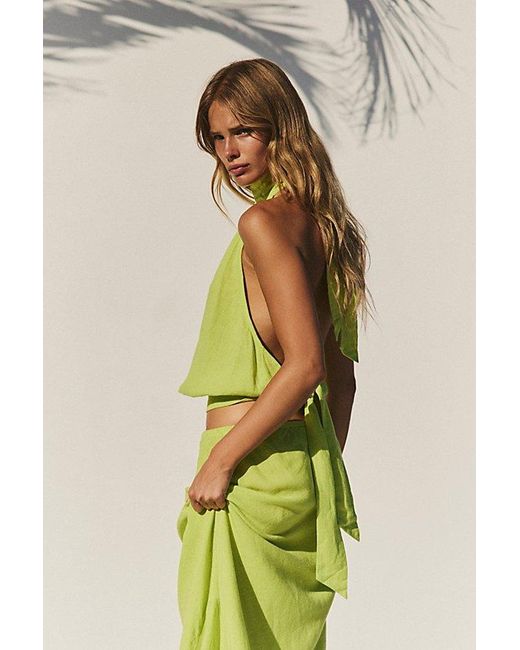 free-est Yellow Sandshell Linen Rosie Top By