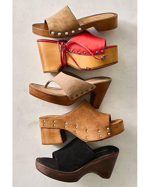 Free People Red Front Row Wrap Clogs