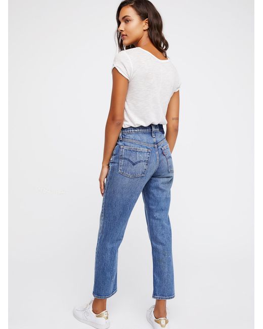 Free People Levi's Altered Straight Leg Jeans in Blue | Lyst Canada