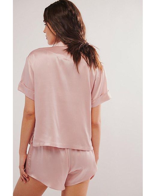 Papinelle Pink Audrey Silk Boxer Pajamas