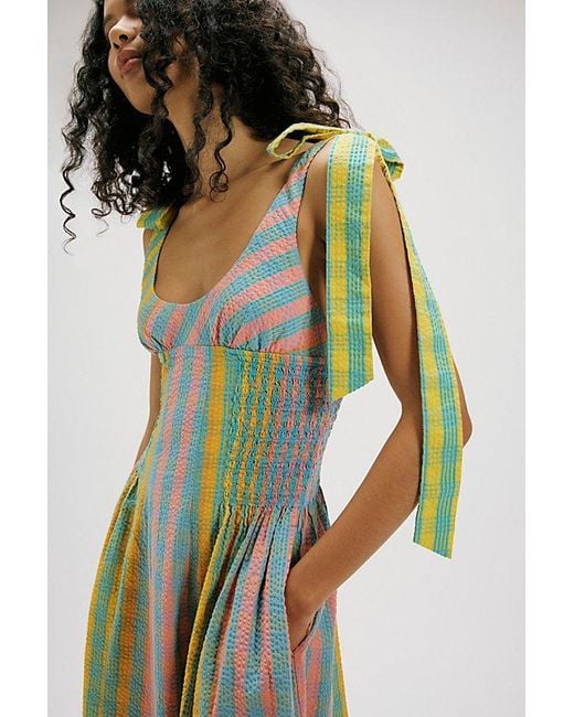 free people green striped dress Free People BOP AROUND ROMPER - Day dress - green combo/green