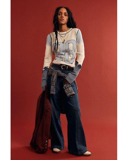 Free People Blue Lana Long Sleeve Tee