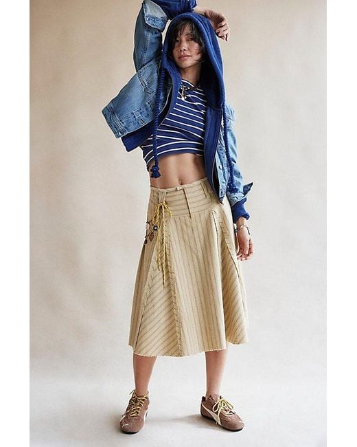Free People Amelia Midi Skirt in Blue | Lyst