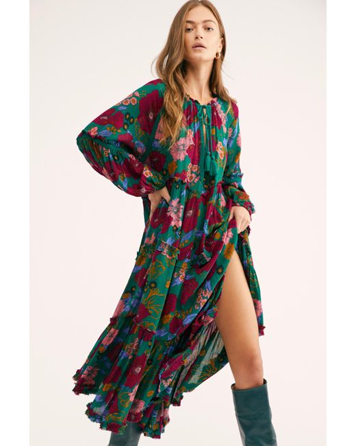 Free People Green In The Moment Printed Dress
