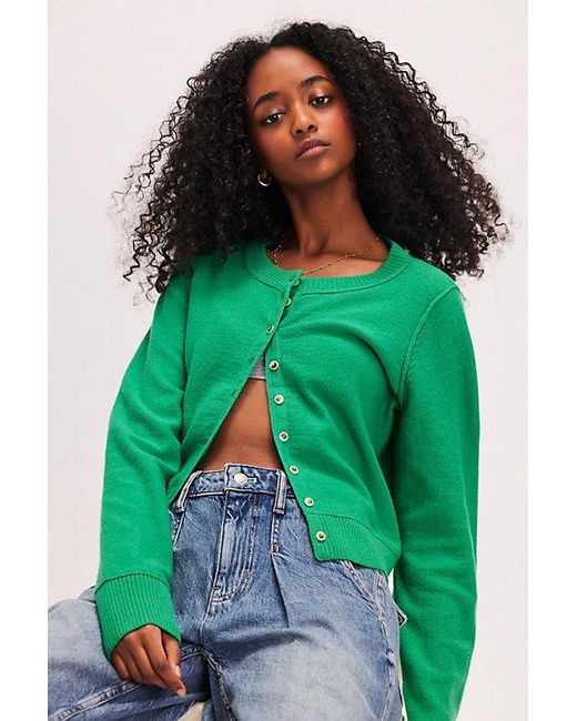 Free People Green Nocturnal Solid Cardi