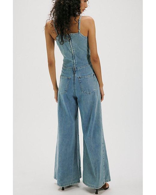 One Teaspoon Blue Brigitte Wide Leg Jumpsuit