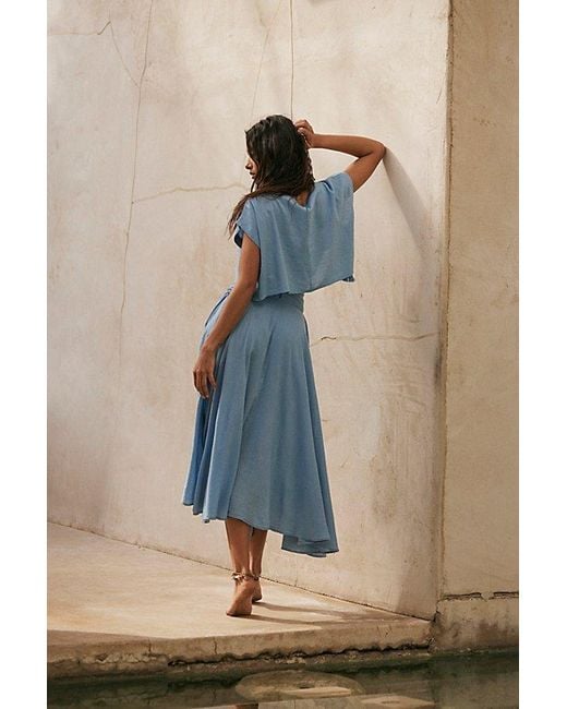 Free People Blue Sundown Skirt Co-ord At In Rainy Season, Size: Xs
