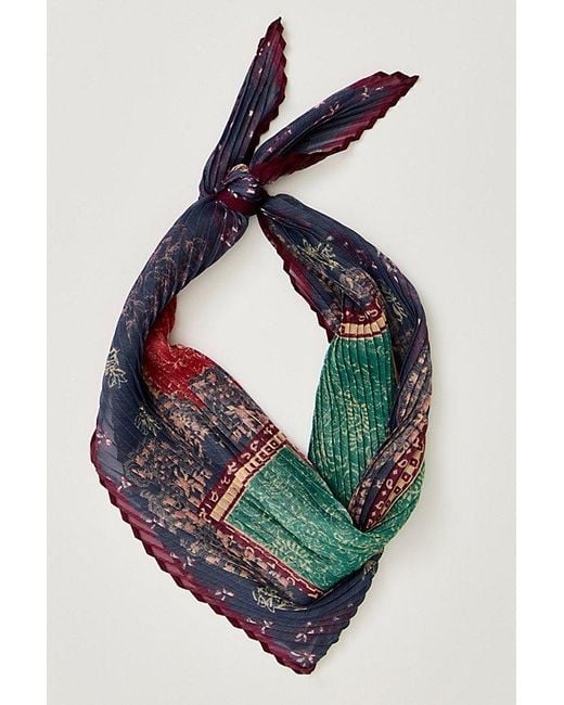 Free People Brown Pleated Printed Skinny Bandana