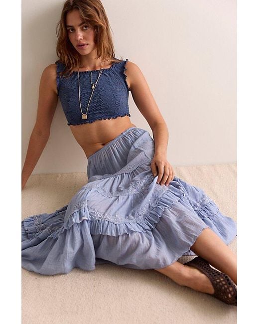 Intimately By Free People Blue So Soft Frill Seamless Micro Crop Top By