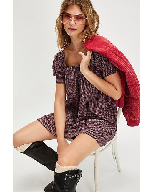 Free People Red Mila Plaid Mini Dress