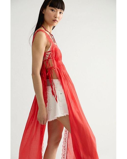 Free People Red Loren Apron Maxi Top