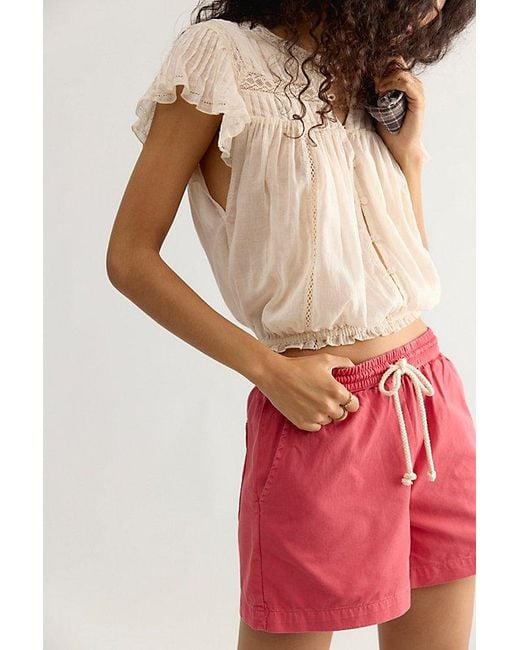 DONNI. Red Chino Drawstring Shorts