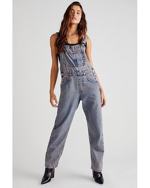 Free People Multicolor Ziggy Denim Overalls At Free People In Pink Dreams, Size: Large