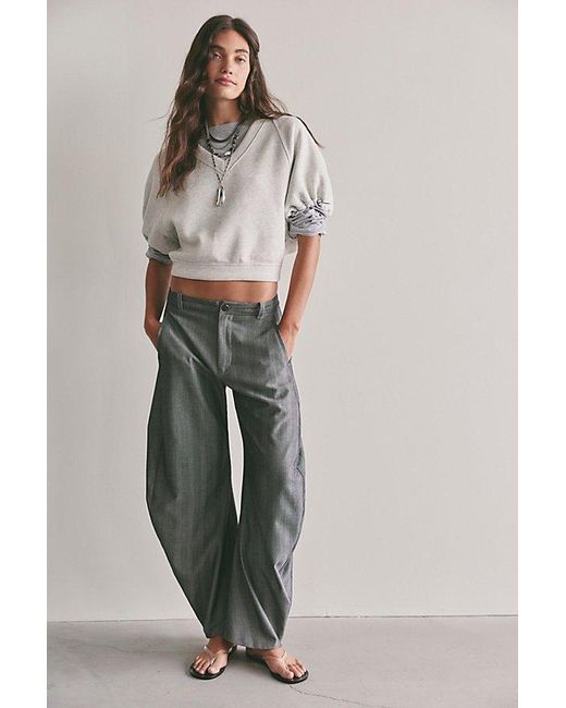 Free People Gray Fun Here Short-Sleeve Sweatshirt