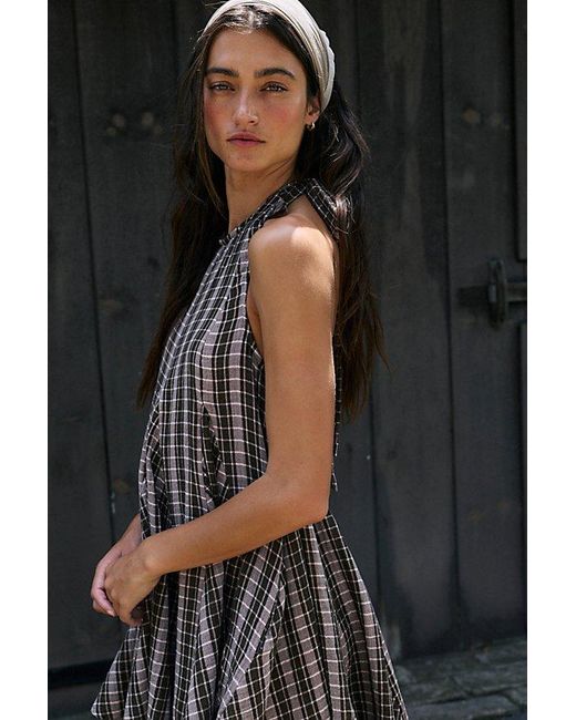 Free People Brown Godet Craze Mini Dress