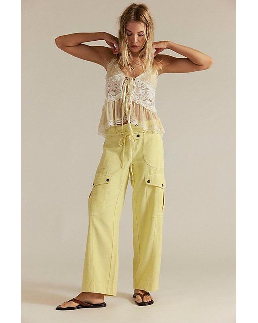 Free People Yellow Park Ave Pull-On Cargo Pants