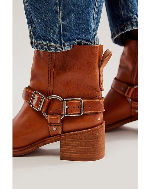 Free People Blue Briggs Crop Rider Boots At Free People In Cognac, Size: Us 8