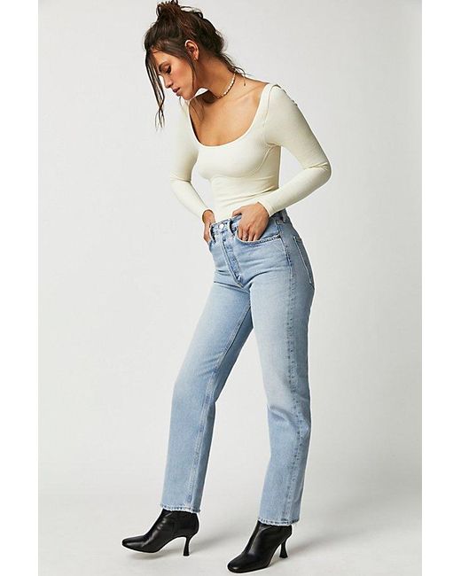 Agolde Blue Pinch Waist 90s Jean At Free People In Focus, Size: 25