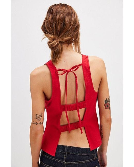 Free People Red Kaylor Backless Top