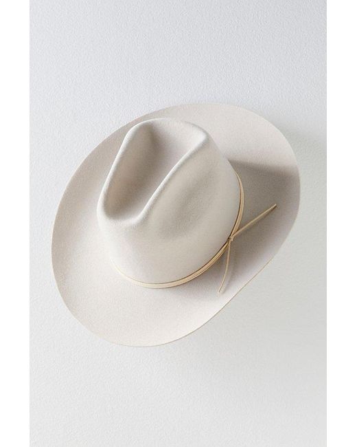 Free People Brown Blaze Suede Tie Felt Cowboy Hat