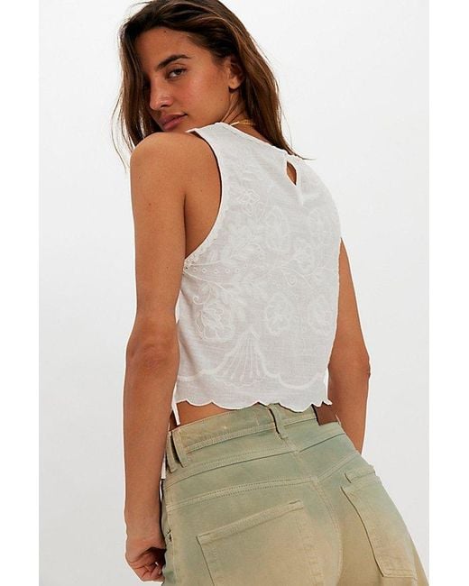 Free People White Faded Gardens Tank Top