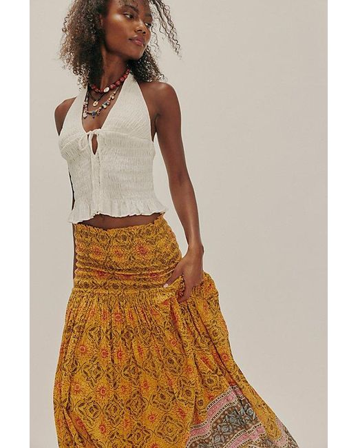 Free People Natural Fp One Ravenna Printed Convertible Maxi Skirt