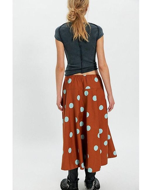 Free People Orange Betty Drop-Waist Midi Skirt