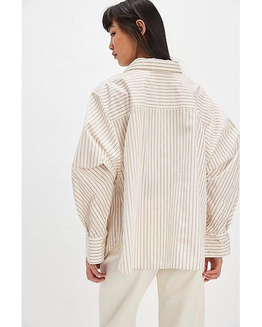 Free People Natural Sabine Striped Articulated Shirt