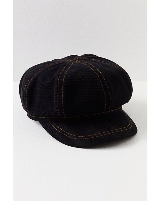 Free People Black Bowery Slouchy Lieutenant Hat