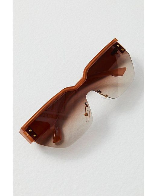 Free People Brown Amber Rimless Sunglasses At In Latte