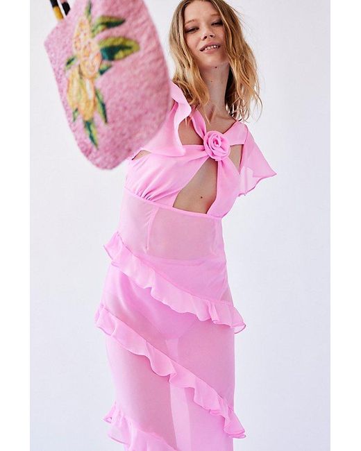 For Love & Lemons Pink Jessica Maxi Dress