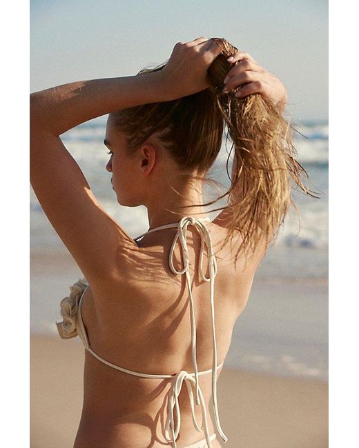 Belle The Label Brown Flora Bikini Top At Free People In Cream, Size: Small