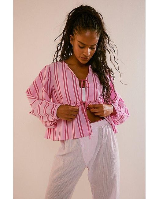 Free People Pink Brunch Babe Blouse