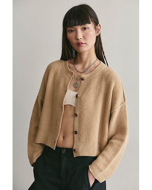 Free People Brown Ottilie Ribbed Knit Cardi